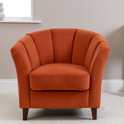 Florence Burnt Orange Armchair with Dark Oak Legs