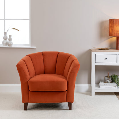 Florence Burnt Orange Armchair with Dark Oak Legs