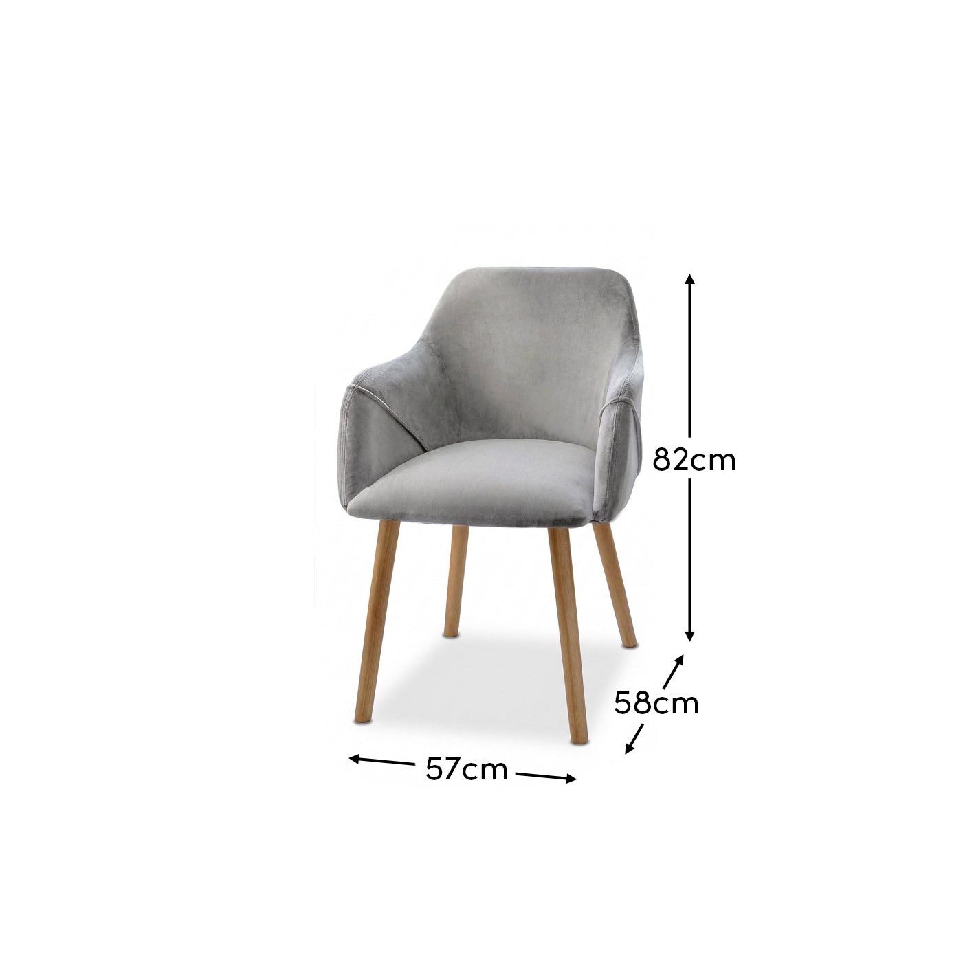 Freya Mist Grey Armchairs - Set of 2 - Pale Oak Legs - Laura James