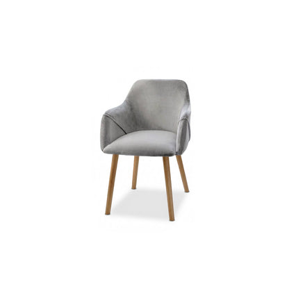 Freya Mist Grey Armchairs - Set of 2 - Pale Oak Legs - Laura James