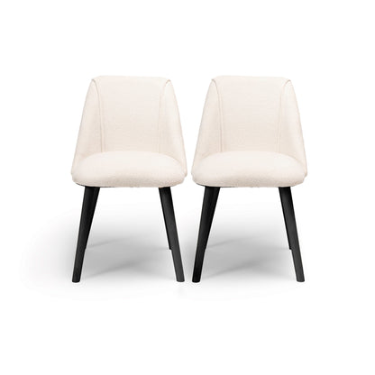 Freya Dining Chair - Set Of 2 - Boucle with Black Oak legs