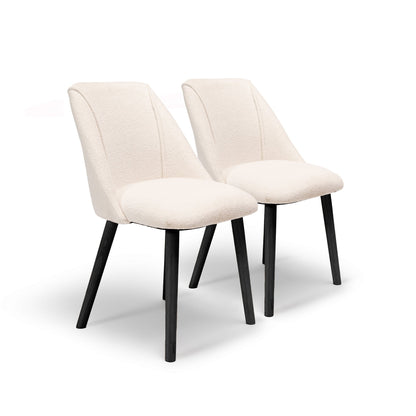 Freya Dining Chair - Set Of 2 - Boucle with Black Oak legs