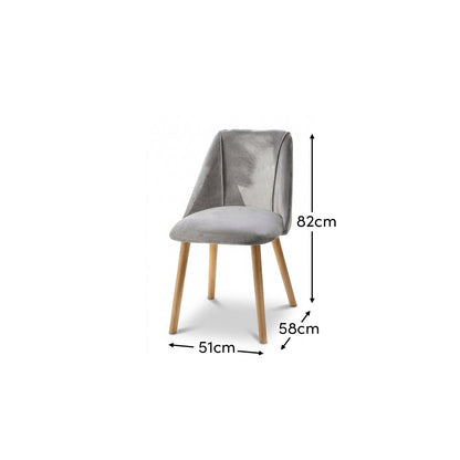 Freya Mist Grey Dining Chairs - Set of 2 - Pale Oak Legs - Laura James