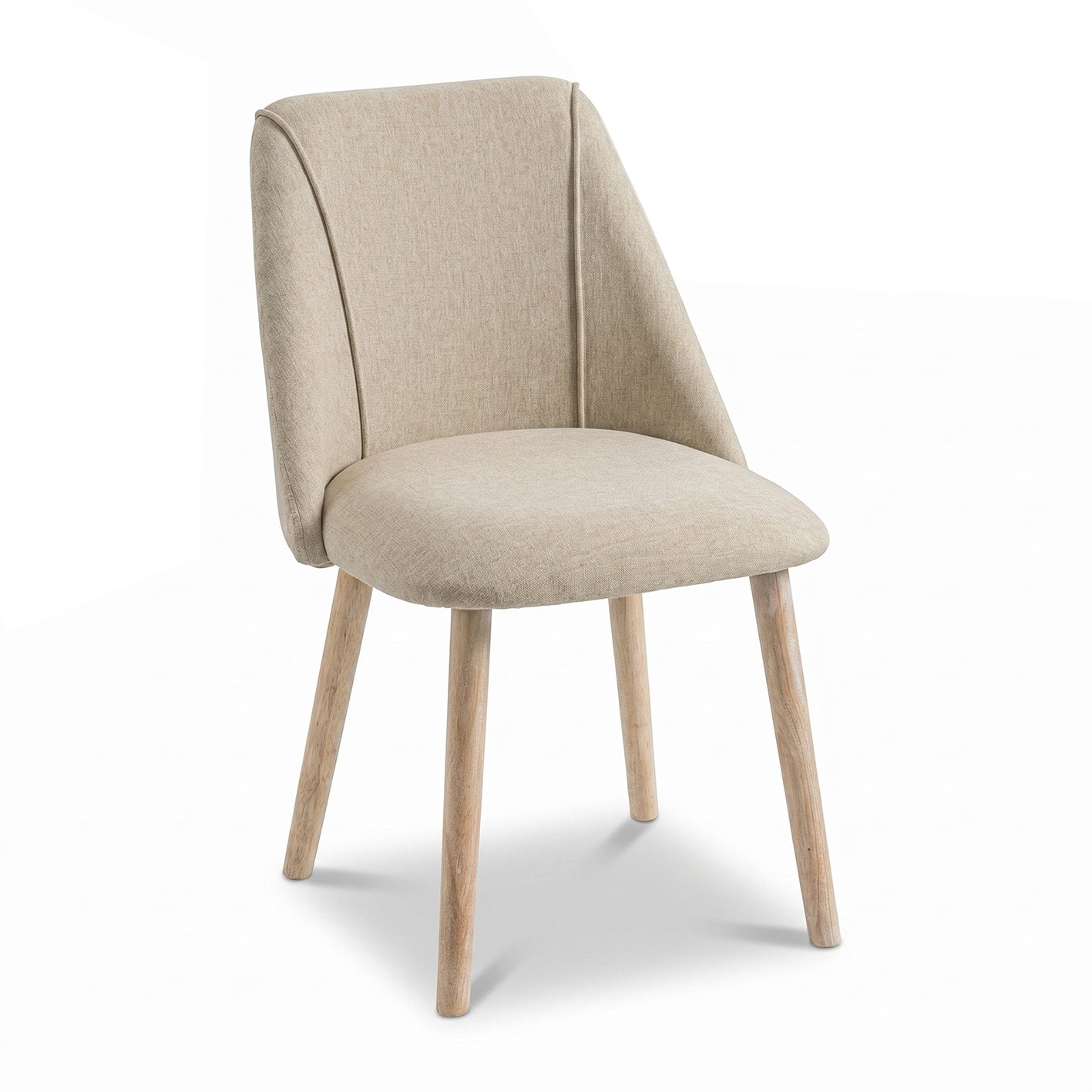 Farren Whitewash Oak Oval Dining Table Set - 4 Seater - Freya Sand Dining Chairs - Whitewash Oak Legs - Laura James