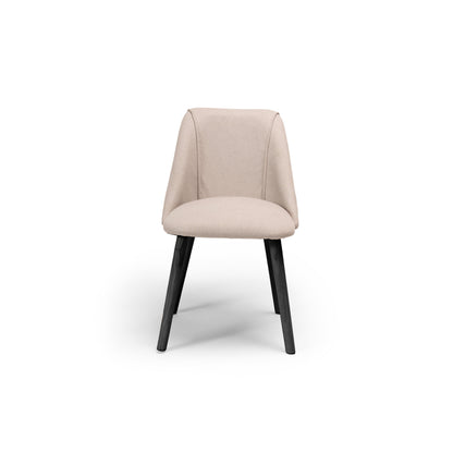 Freya Fossil Wooly Twill Dining Chairs with Black Legs - Laura James