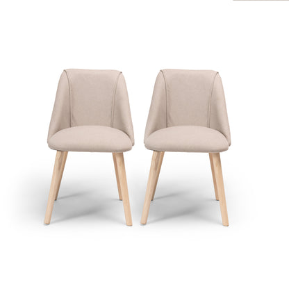 Freya Dining Chair Set of 2 - Fossil with Whitewash Oak Legs