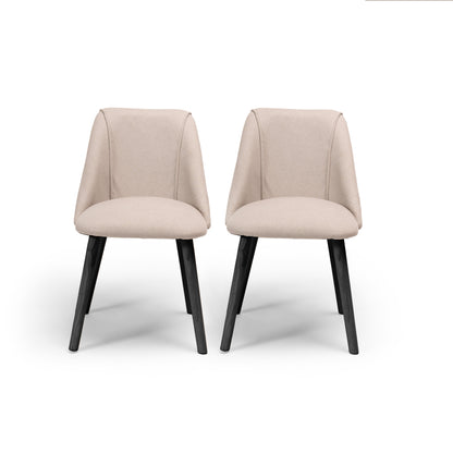 Freya Fossil Wooly Twill Dining Chairs with Black Legs - Laura James