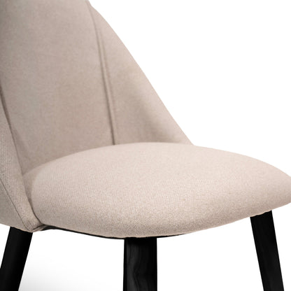 Freya Fossil Wooly Twill Dining Chairs with Black Legs - Laura James