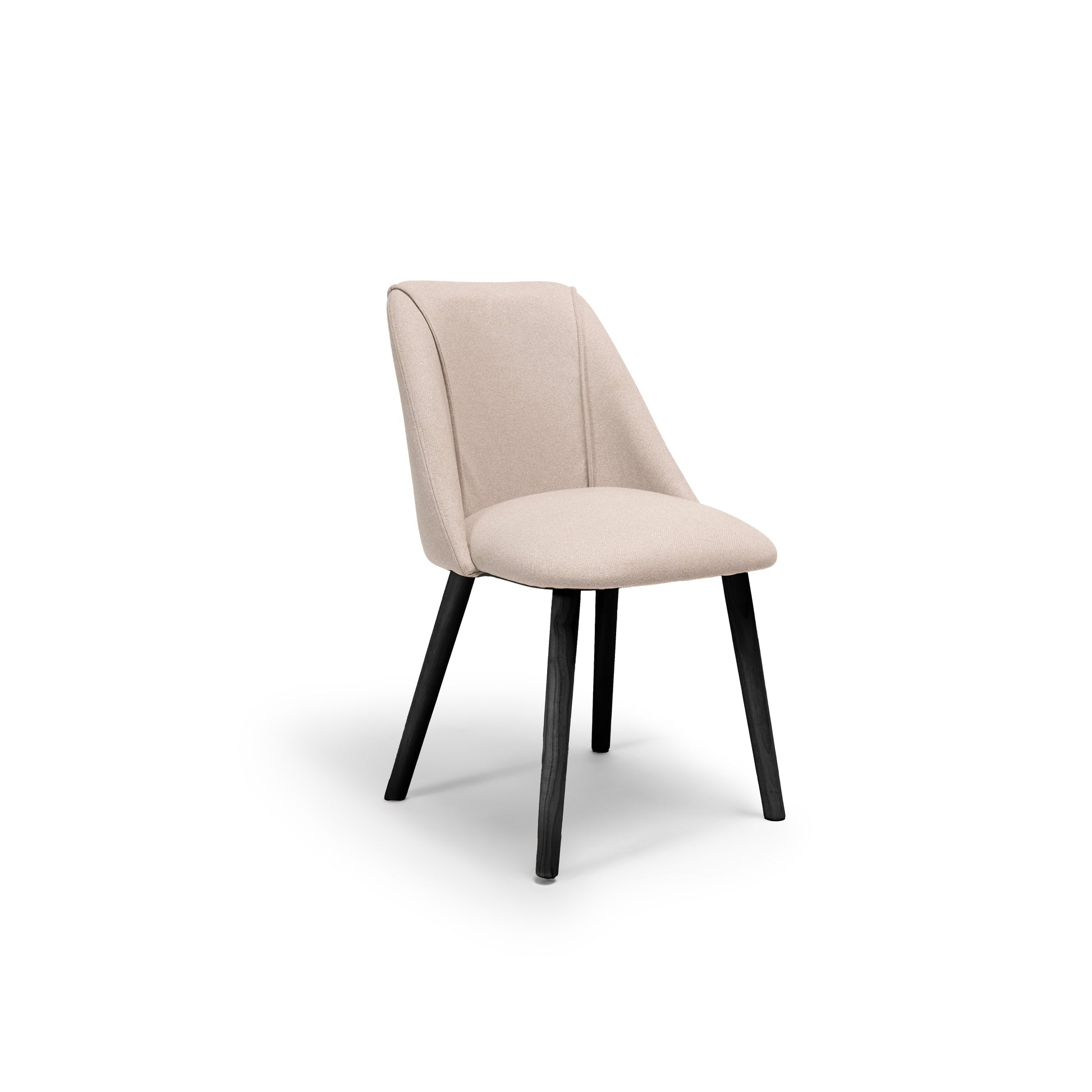 Freya Fossil Wooly Twill Dining Chairs with Black Legs - Laura James