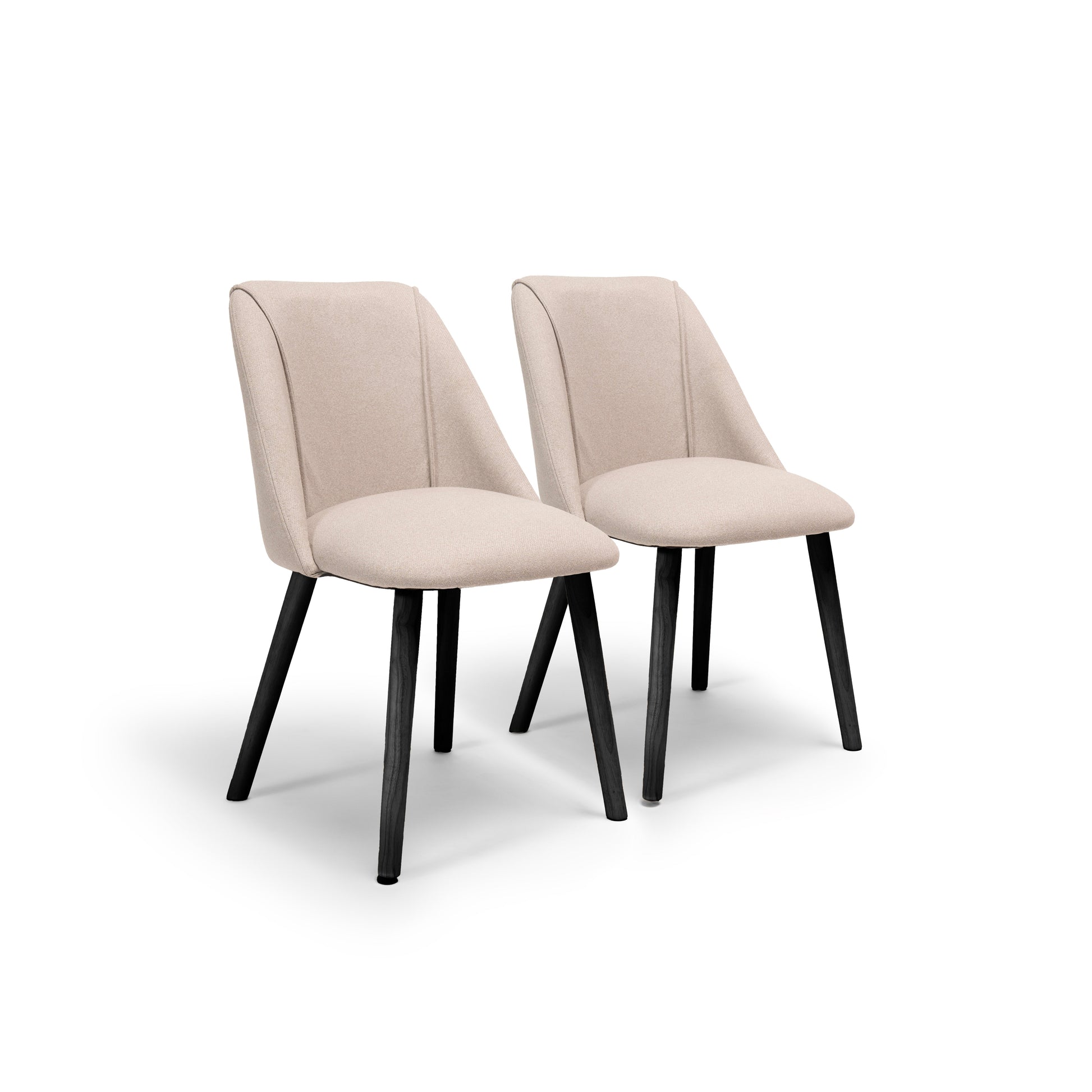 Freya Fossil Wooly Twill Dining Chairs with Black Legs - Laura James