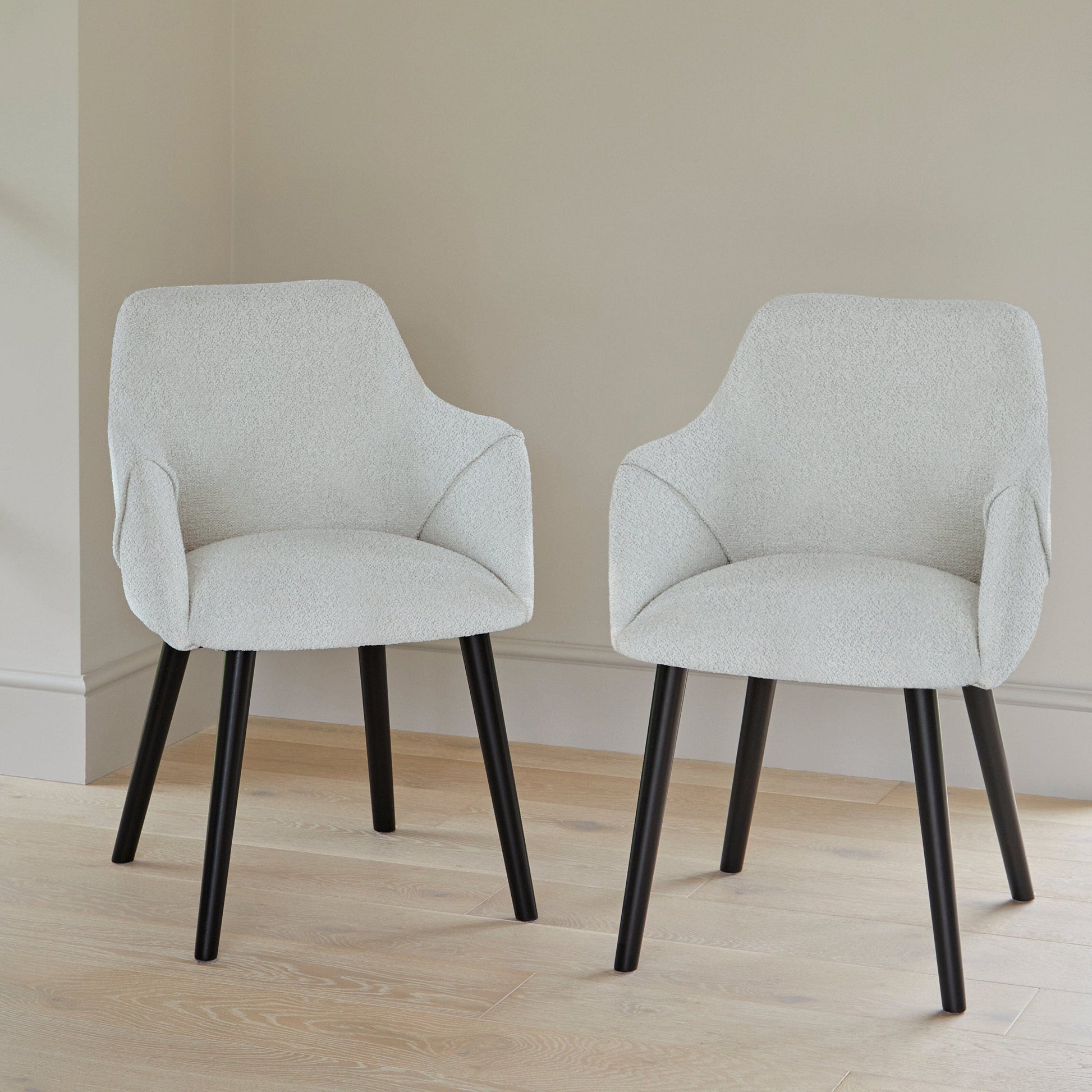 Freya Oat Boucle Armchair - Set of 2 - Black Oak Legs - Laura James
