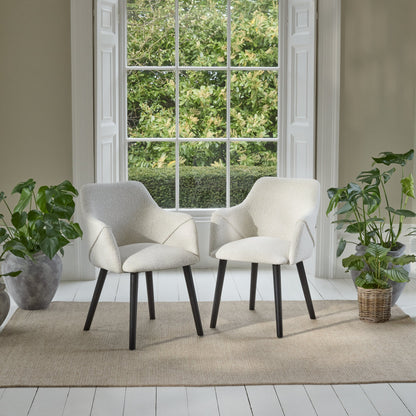 Freya Oat Boucle Armchair - Set of 2 - Black Oak Legs - Laura James