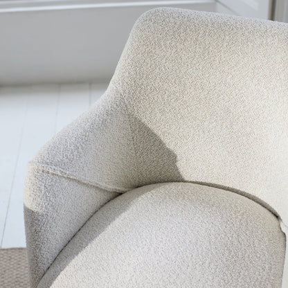 Freya Oat Boucle Dining Armchairs - Set of 2 - Chalked Mango Wood Legs - Laura James