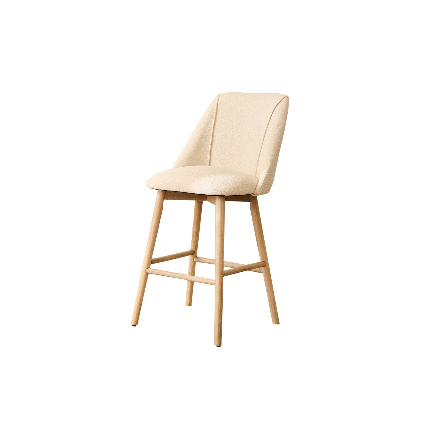 Freya Bar Stool - Light Beige Boucle - Whitewash Legs - Laura James 0