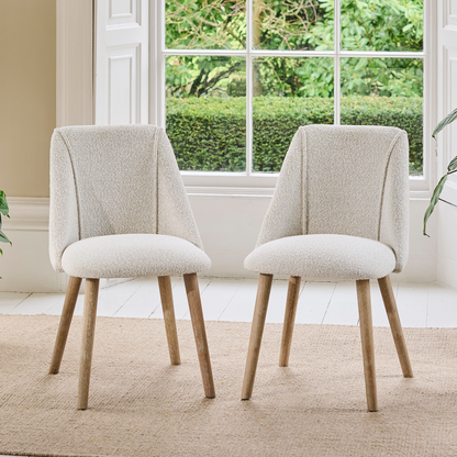 Freya Oat Boucle Dining Chairs - Set of 2 - Pale Oak Legs - Laura James