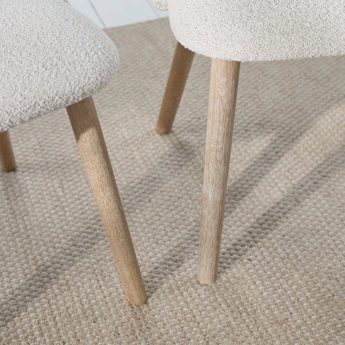 Freya Oat Boucle Dining Chairs - Set of 2 - Chalked Mangowood Legs - Laura James