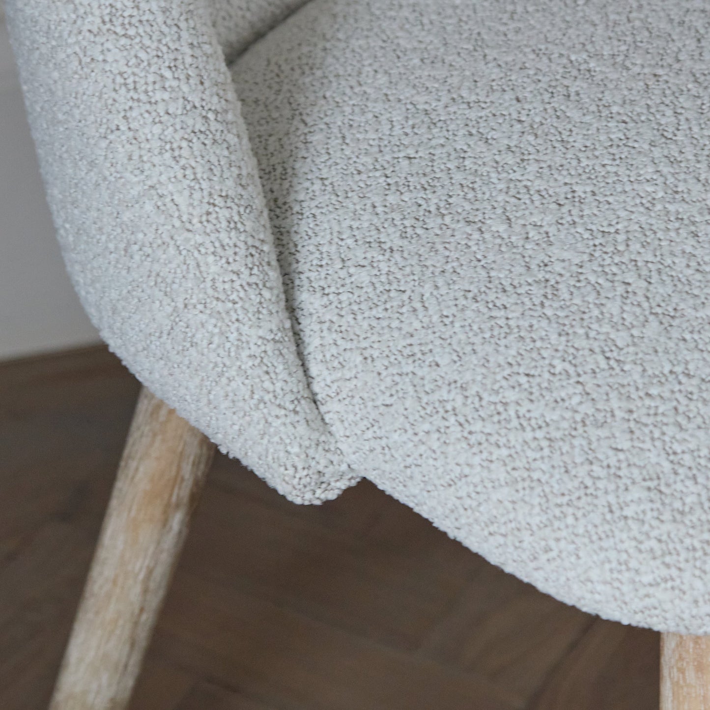 Freya Oat Boucle Dining Chair - Set of 2 - Whitewash Oak Legs - Laura James 