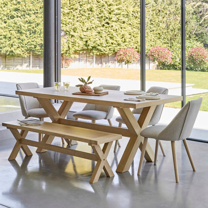Charlotte 6 Seater Extending Rectangular Dining Table Set with  Freya Sand Dining chairs & Charlotte Bench - Laura James 