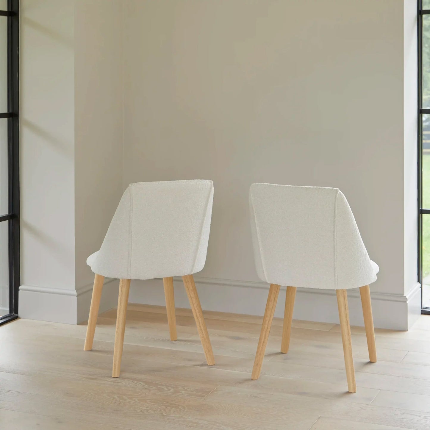 Freya Light Beige Dining Chairs - Set of 2 - Pale Oak Legs