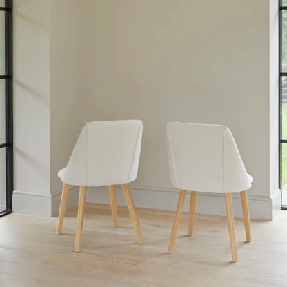 Freya Light Beige Dining Chairs - Set of 2 - Pale Oak Legs