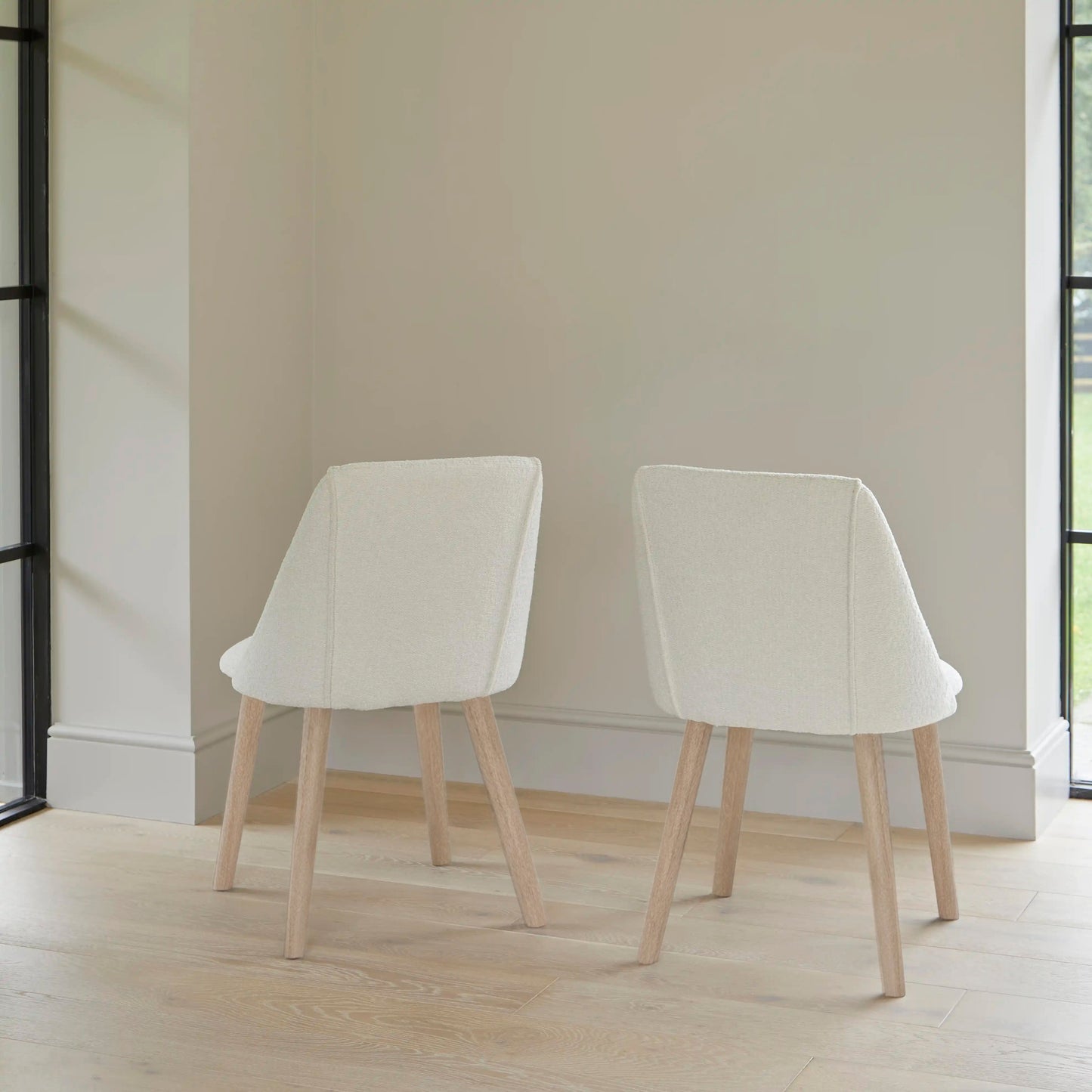 Freya Light Beige Dining Chairs - Set of 2 - Chalked Mango Wood Legs - Laura James 