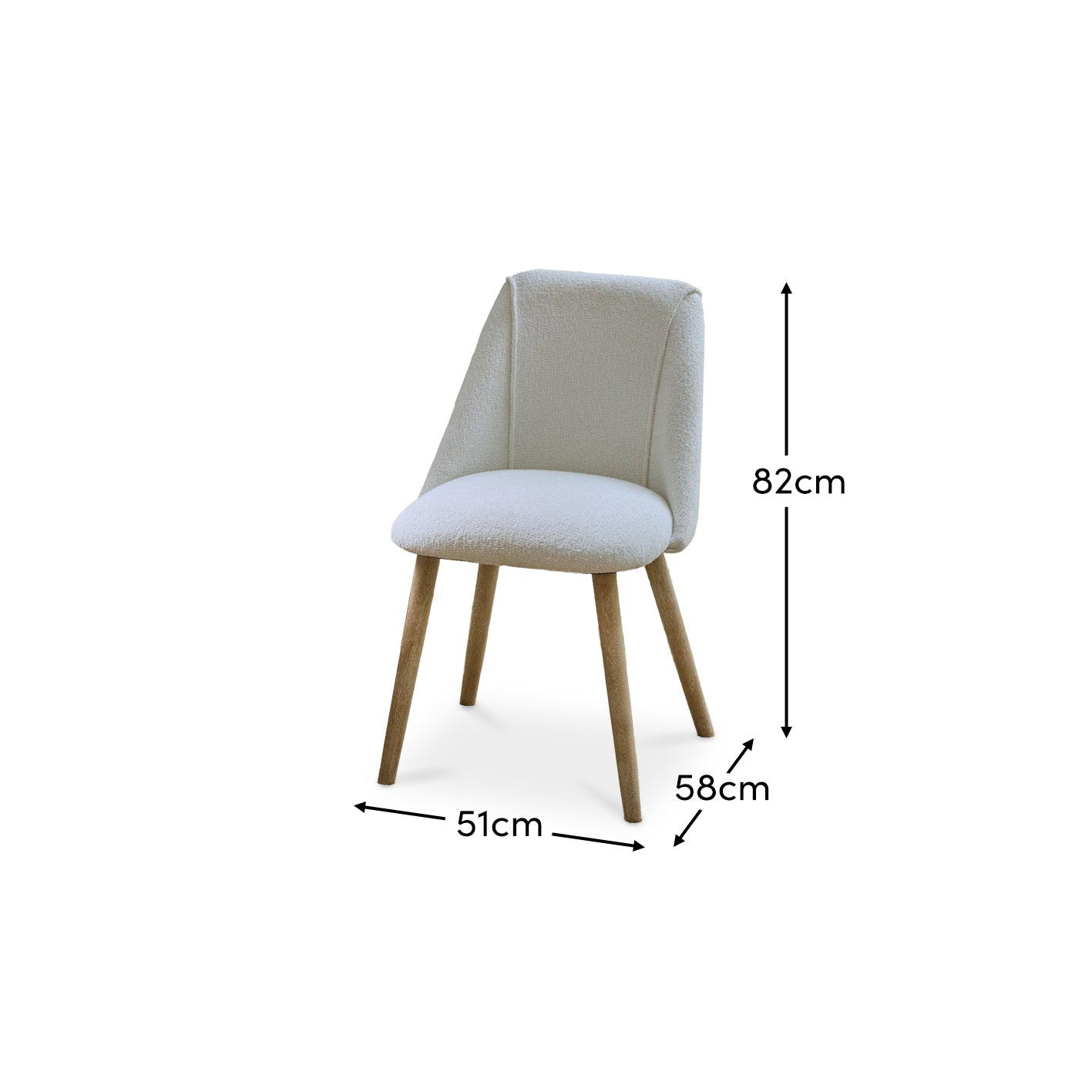 Freya Oat Boucle Dining Chairs - Set of 2 - Chalked Mangowood Legs - Laura James 