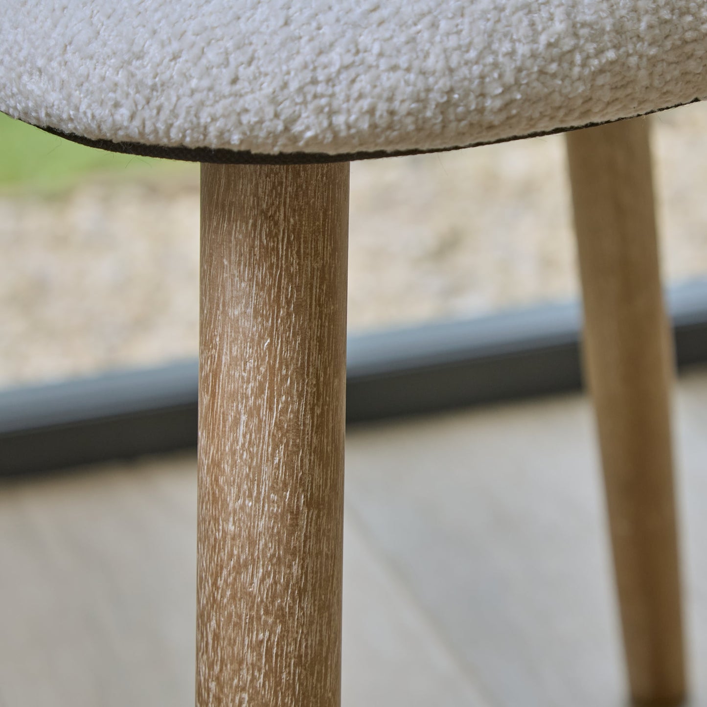 Freya Oat Boucle Dining Chairs - Set of 2 - Chalked Mangowood Legs - Laura James 