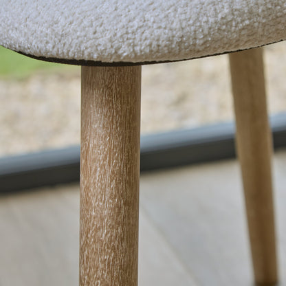 Freya Oat Boucle Dining Chairs - Set of 2 - Chalked Mangowood Legs - Laura James 