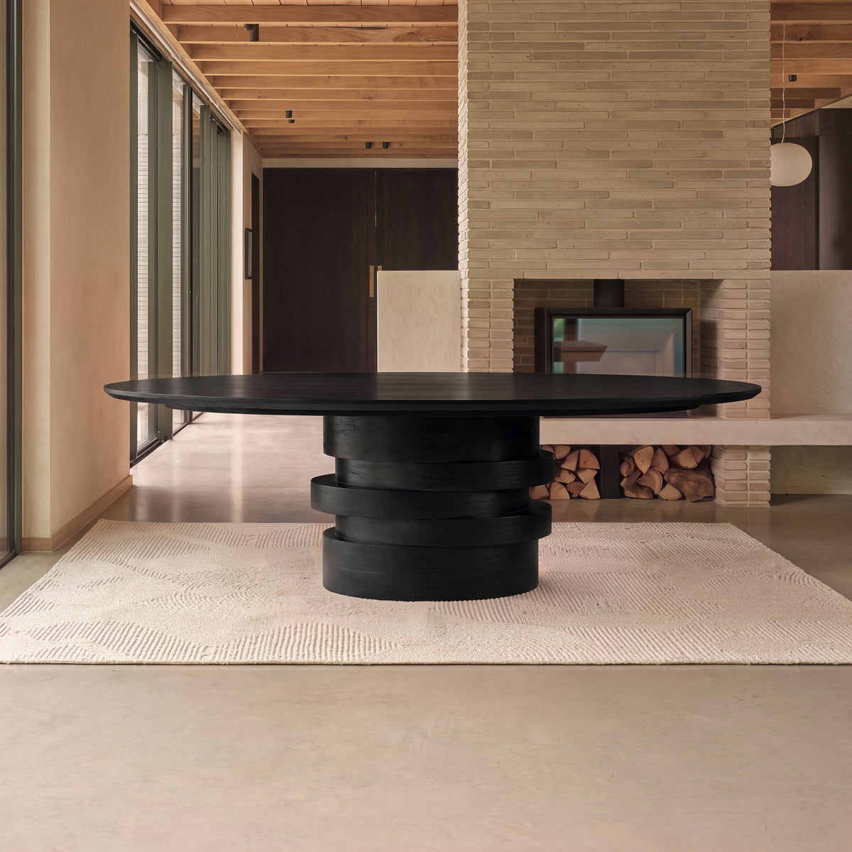 Adam 240cm Jet Black Mango Wood Oval Dining Table - Laura James 