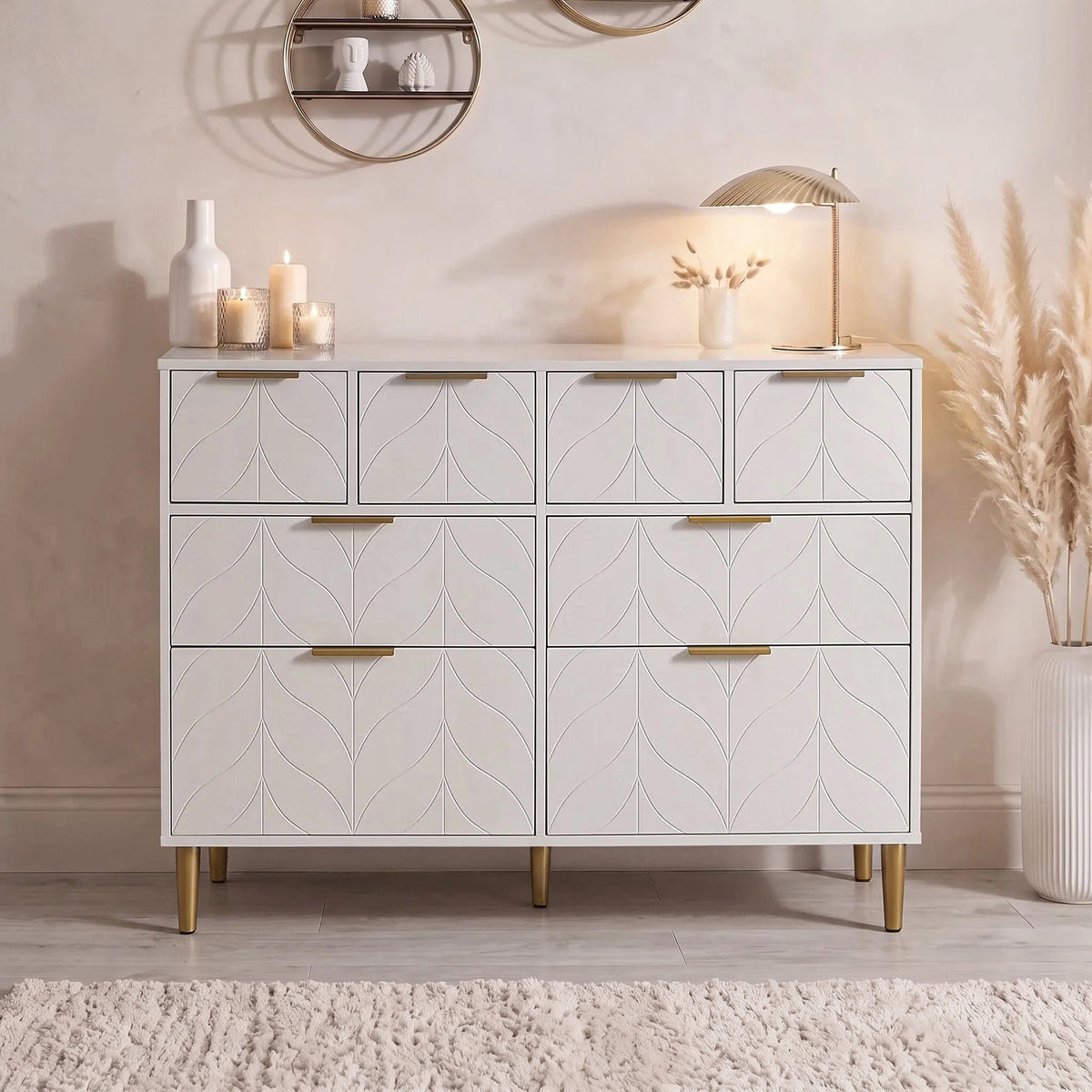 Gloria 8 Drawer Chest of Drawers - White