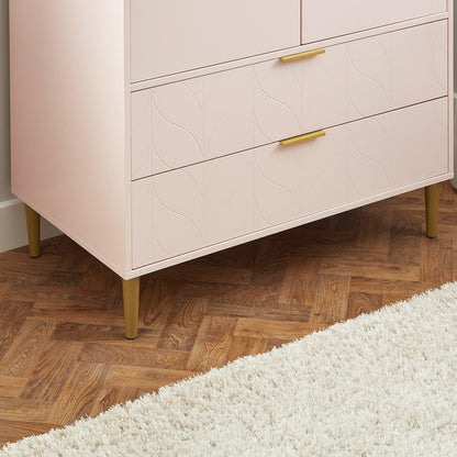 Gloria wardrobe and drawers set - 4 over 4 chest of drawers - pale pink - Laura James
