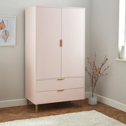Gloria wardrobe and drawers set - 4 over 4 chest of drawers - pale pink - Laura James