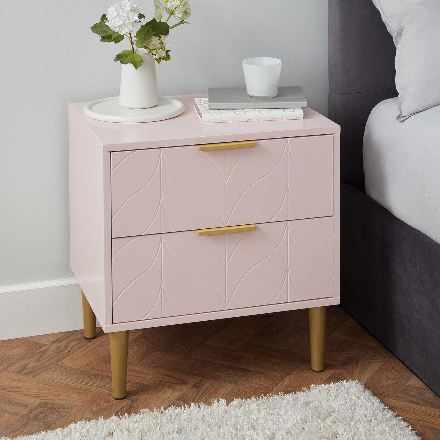 Gloria wardrobe and drawers set - 4 over 4 chest of drawers - pale pink - Laura James