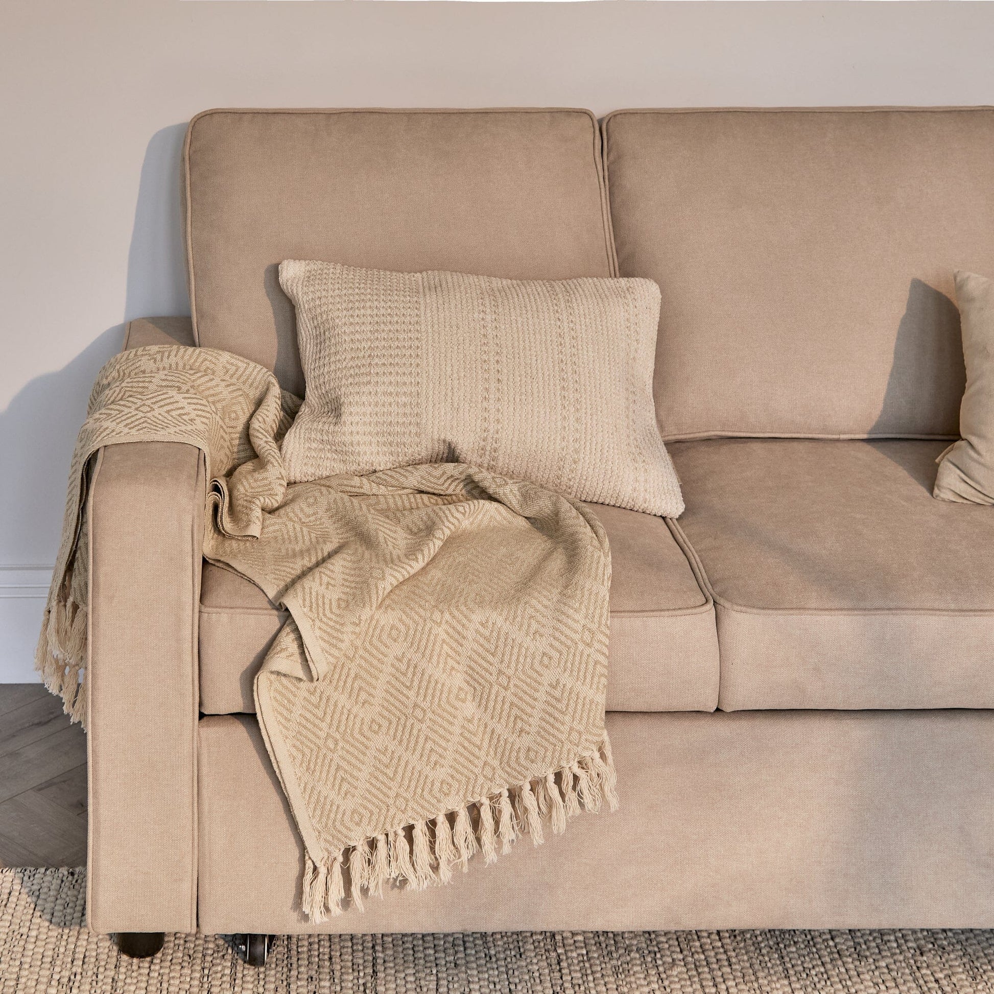 Hugo Pull-Out Corner Sofa Bed - Warm Taupe - Laura James 