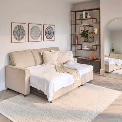 Hugo Pull-Out Corner Sofa Bed - Warm Taupe - Laura James 