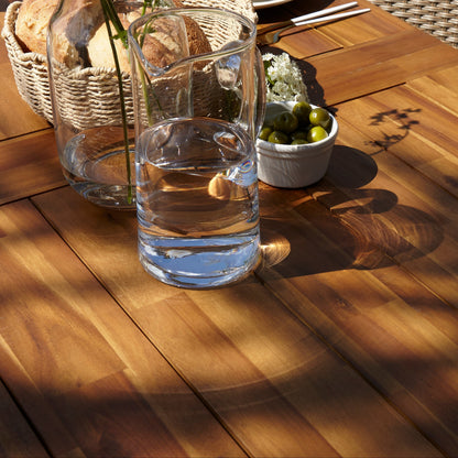 Hali 8 Seater Wooden Outdoor Dining Set with Hali Natural Chairs & Grey Lean Over Parasol - 235cm