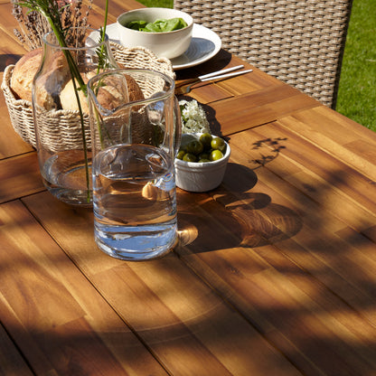 Hali 8 Seater Wooden Outdoor Dining Set with Hali Black Chairs & Grey Lean Over Parasol  - 235cm