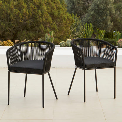 Hali Black Rope Chair with Cushions - Set of 2 - Laura James 