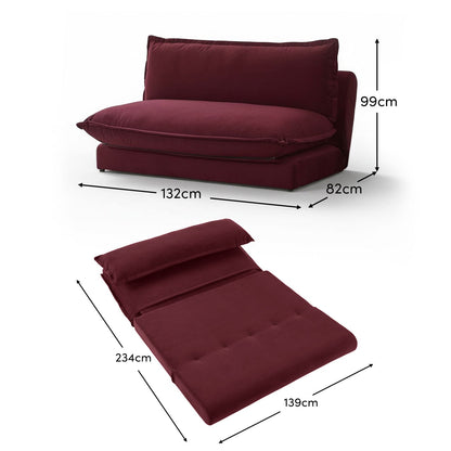 Harlow 2 Seater Double Sofa Bed - Burgundy Red - Laura James