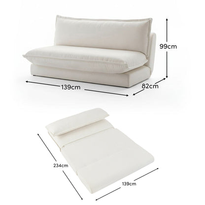 Harlow 2 Seater Double Sofa Bed - Chalk White Boucle - Laura James