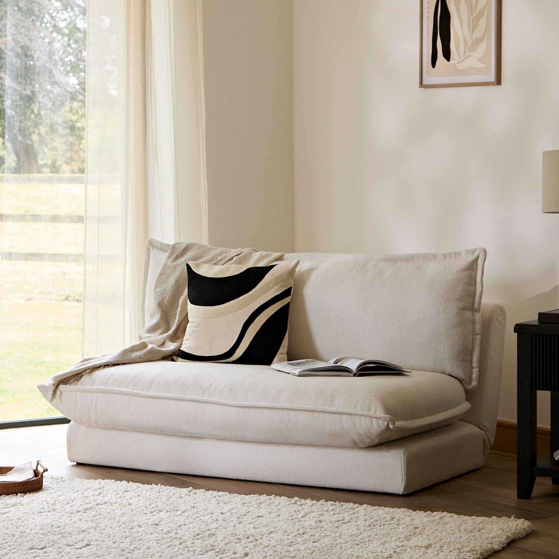 Harlow 2 Seater Double Sofa Bed - Chalk White Boucle - Laura James