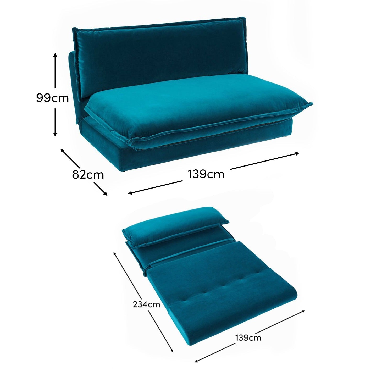 Harlow Double Sofa Bed - Soft Teal - Laura James