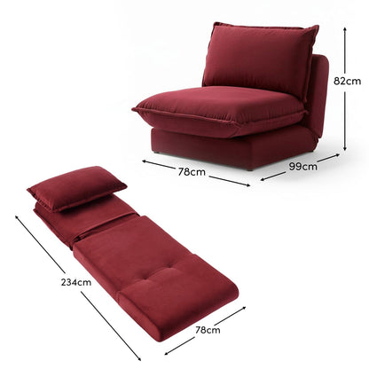 Harlow Single Sofa Bed - Burgundy Red - Laura James