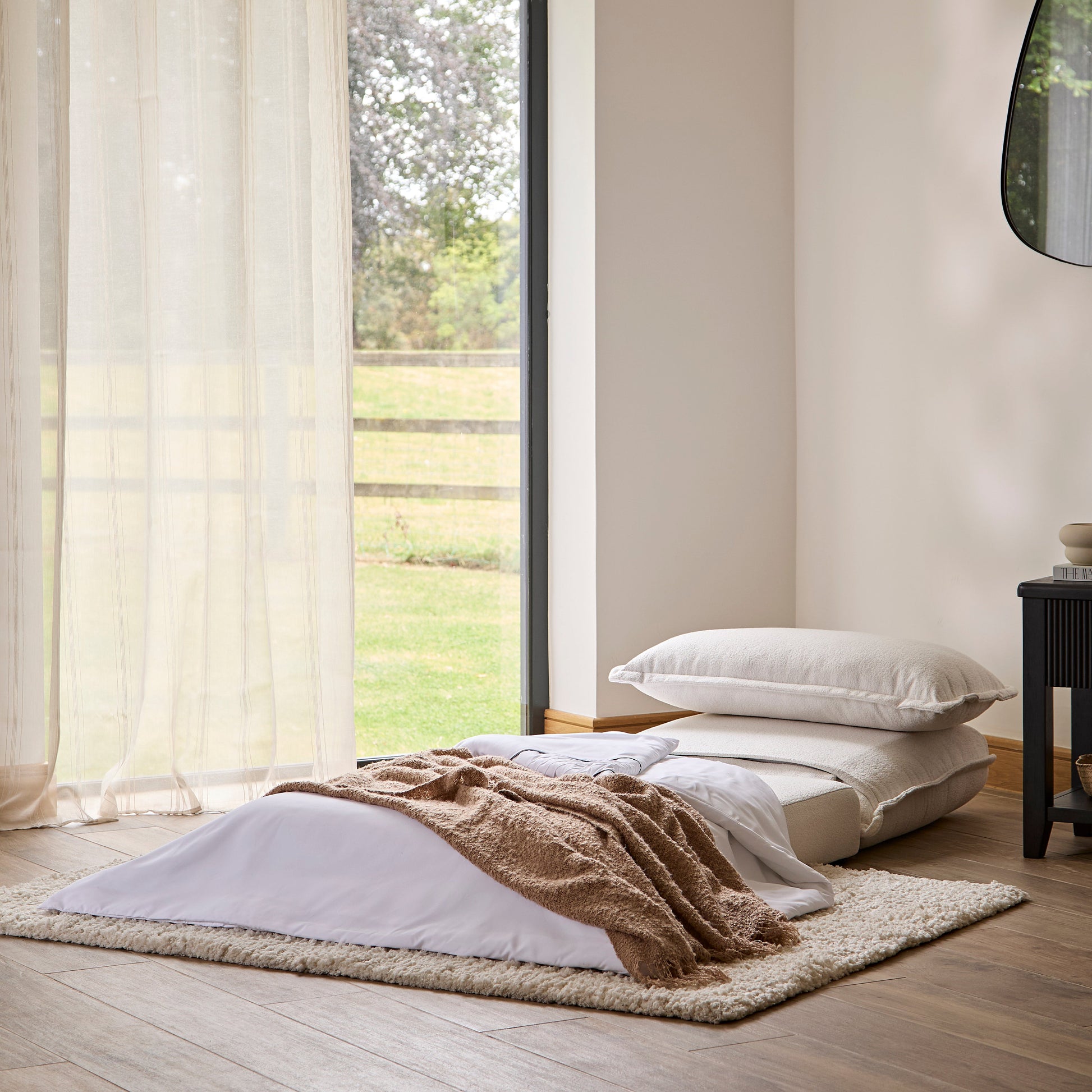 Harlow Single Sofa Bed - Chalk White Boucle - Laura James