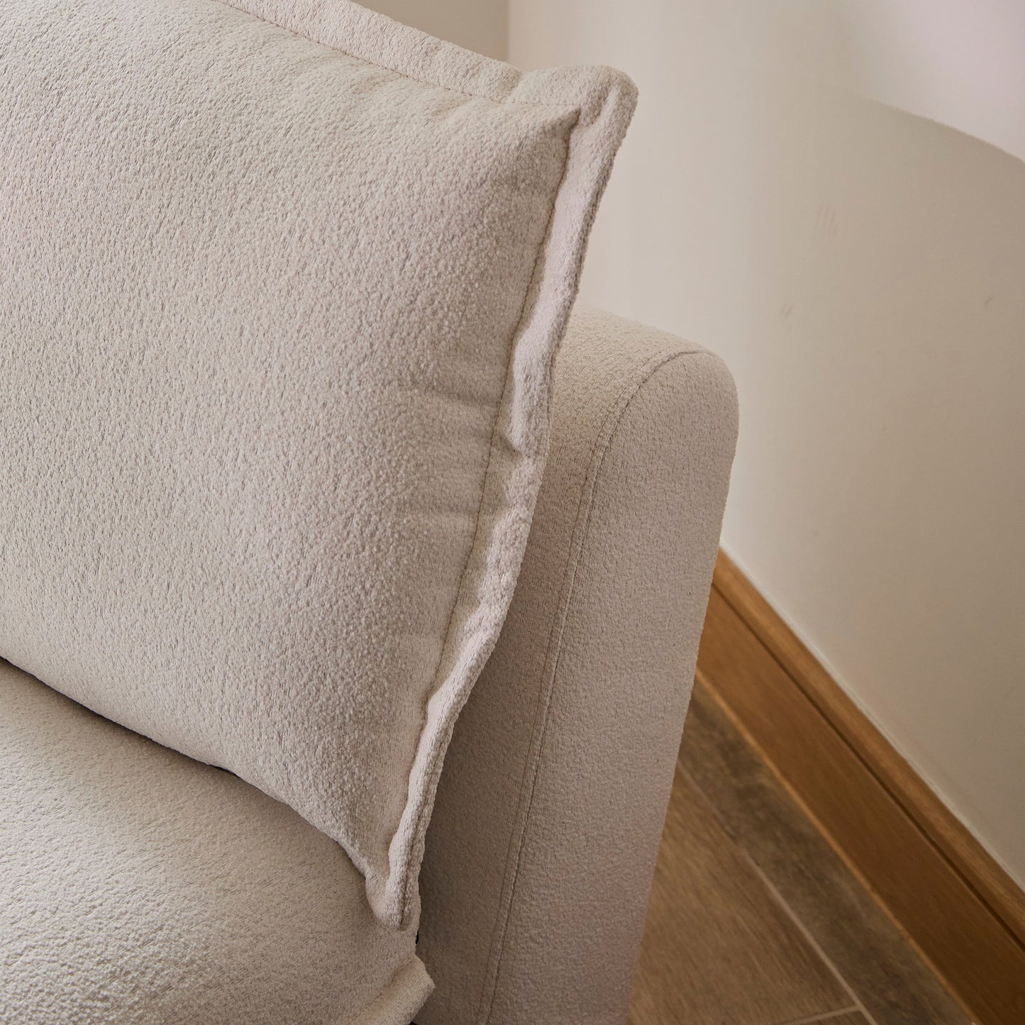 Harlow Single Sofa Bed - Chalk White Boucle - Laura James