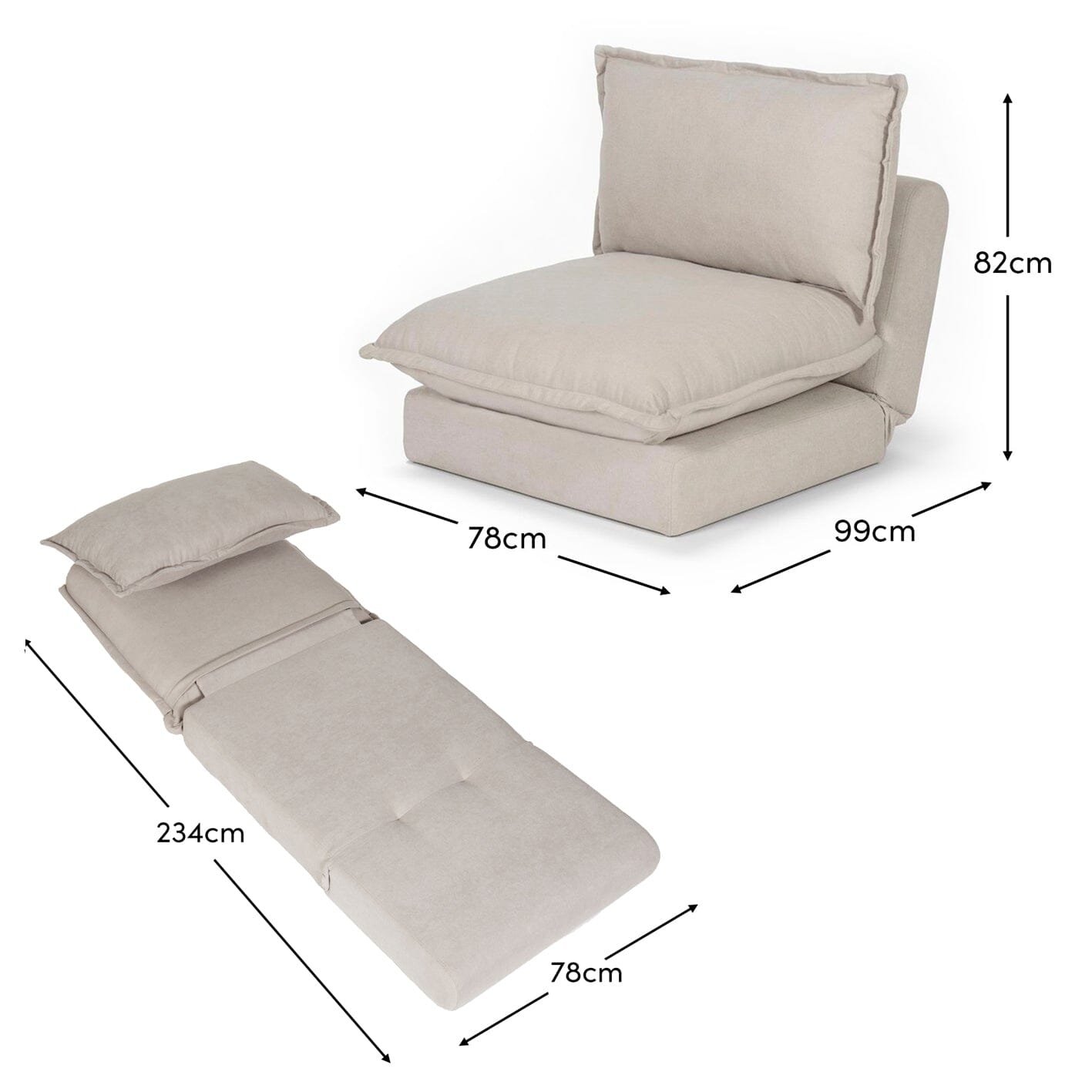 Harlow 2 Seater Double Sofa Bed - Soft Beige - Laura James