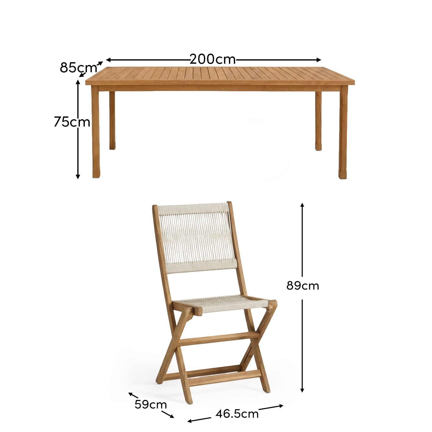 Harlyn 6 Seater Wooden Garden Dining Set with Cove Beige Chairs - 200cm - Laura James