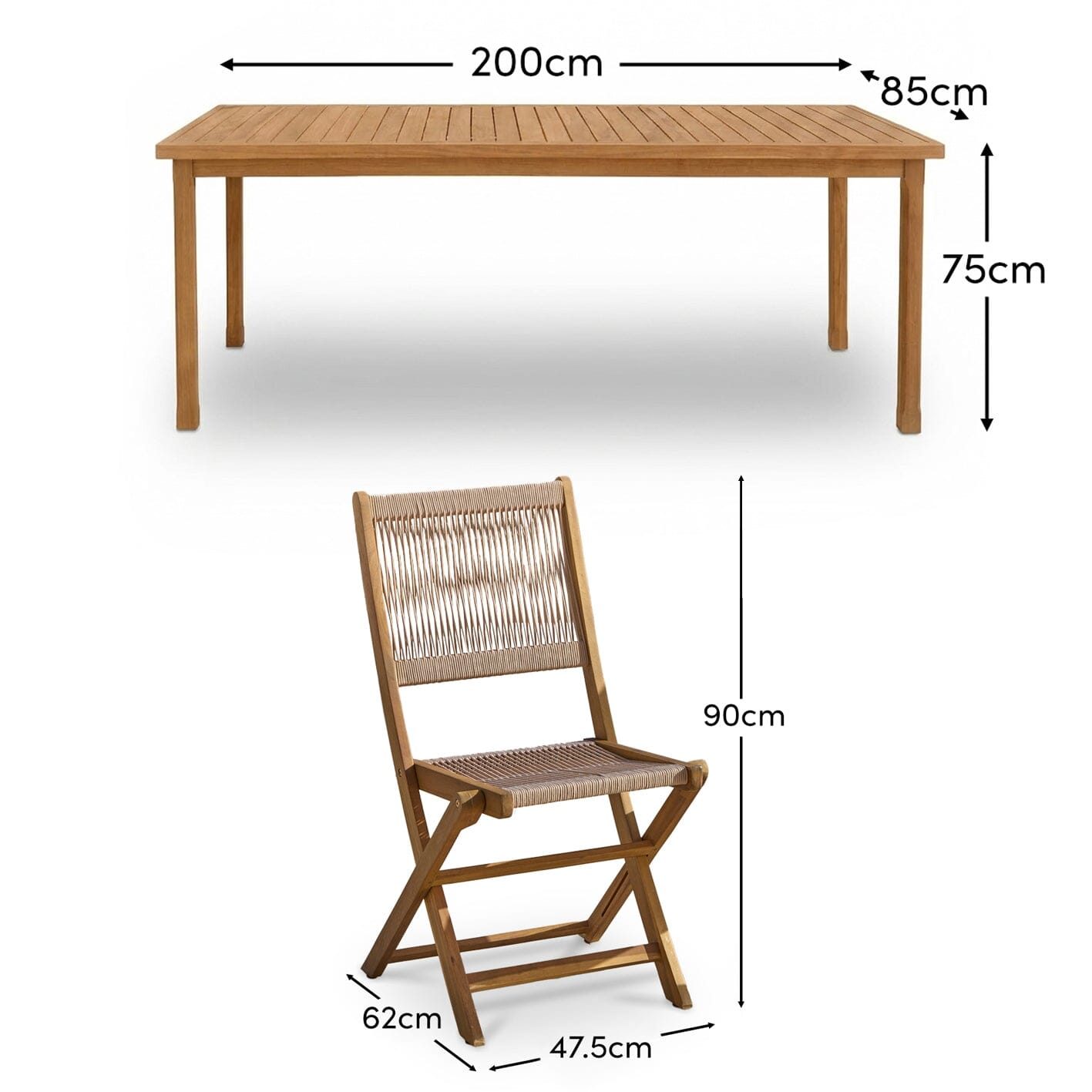 Harlyn 6 Seater Wooden Garden Dining Set with Cove Natural Chairs - 200cm - Laura James