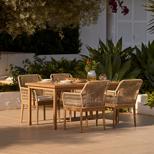 Harlyn 4 Seater Wooden Garden Dining Set with Killian Chairs - 160cm - Laura James