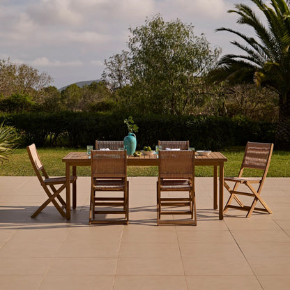 Harlyn 6 Seater Wooden Garden Dining Set with Cove Natural Chairs - 200cm - Laura James